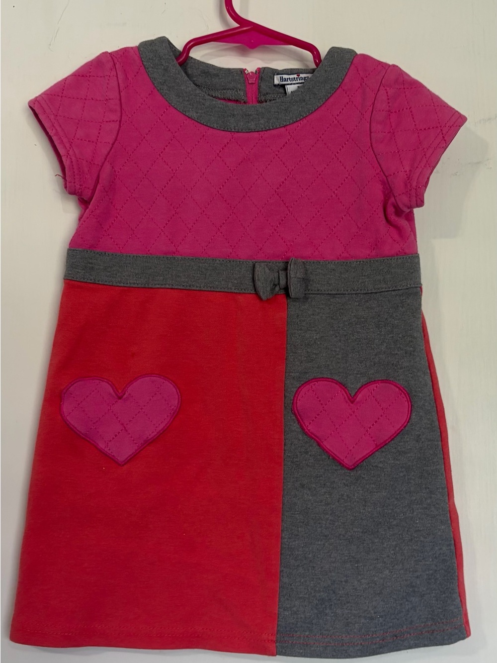 Hartstrings Girls Colorblock Heart Dress — 3T ❤️🩷🩶